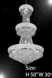 Empire Chandelier Lighting W/ Swarovski Crystal H50" X W30" - Perfect For An Entryway Or Foyer - F93-Silver/541/24Sw