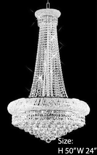 French Empire Crystal Chandelier H50" X W24" - A93-Large/Silver/542/15