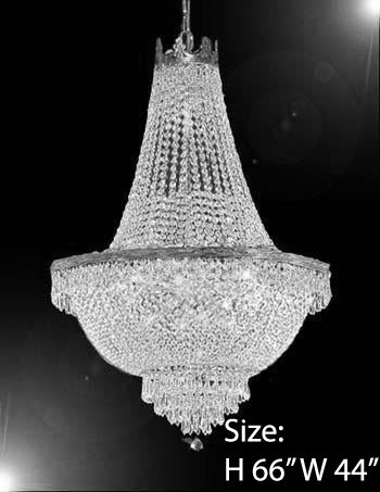 Swarovski Crystal Trimmed Chandelier French Empire Crystal Chandelier Lighting Silver Chandeliers H 66" X W 44" - Go-A93-Cs/870/24 Sw