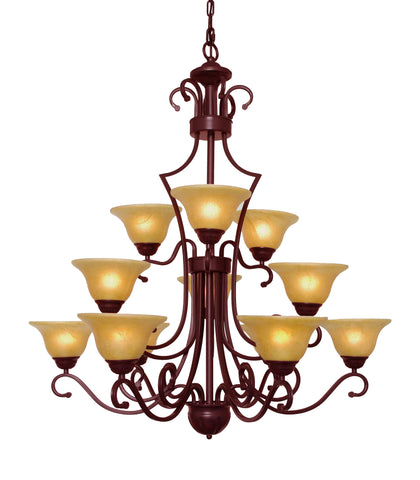 Wrought Iron Chandelier Large Foyer Entryway Lighting Country French 3 Tiers 12 Lights ht39 X wd36 Ceiling Fixture Wrought Country French - 451/12