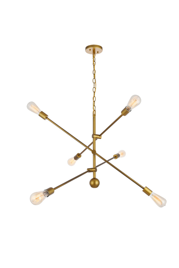 ZC121-LD8011D42BR - Living District: Axel 6 Lights Brass Pendant