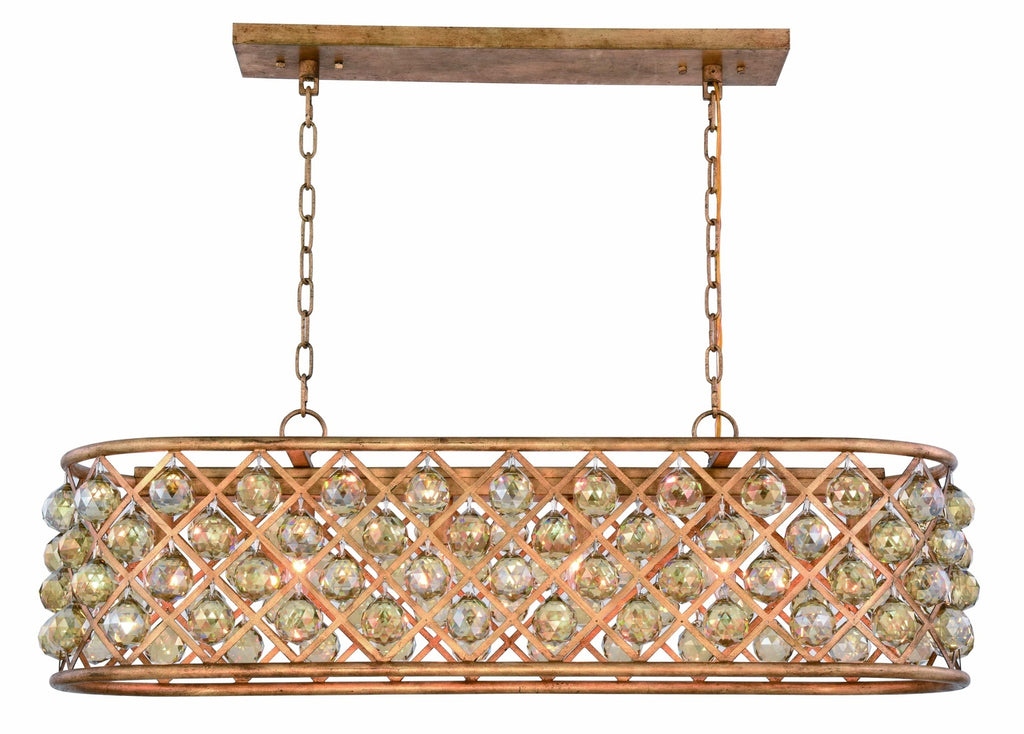 ZC121-1216G40GI-GT/RC - Urban Classic: Madison 6 light Golden Iron Chandelier Golden Teak (Smoky) Royal Cut Crystal