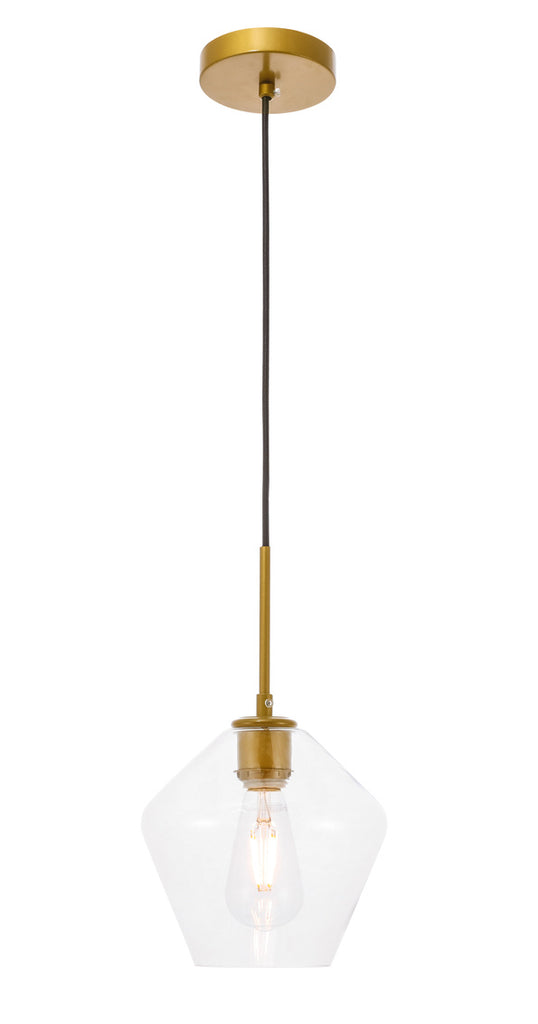 ZC121-LD2256BR - Living District: Gene 1 light Brass and Clear glass pendant