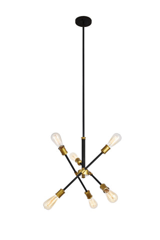 ZC121-LD8015D18BK - Living District: Axel 6 Lights Black Pendant