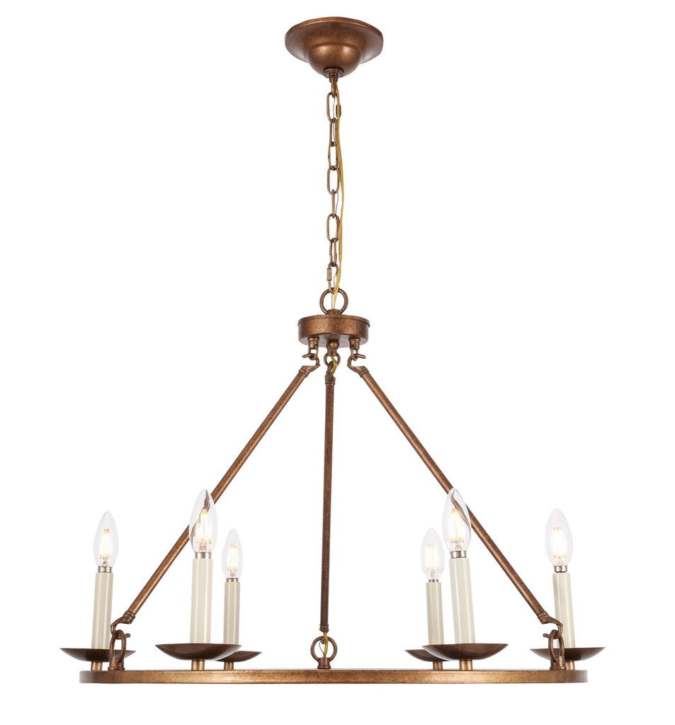 ZC121-LD6010D26G - Living District: Maine 6 light Vintage Gold chandelier