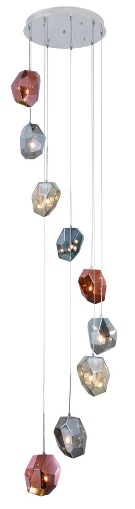 ZC121-4002D23PN - Urban Classic: Gibeon 9 Light Polished Nickel & Golden Teak & Silver Shade & Copper Shade Chandelier