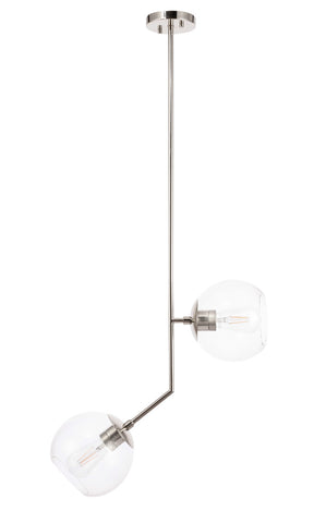 ZC121-LD8039D8C - Living District: Ryland 2 light Chrome and Clear glass pendant