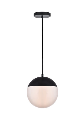 ZC121-LD6032BK - Living District: Eclipse 1 Light Black Pendant With Frosted White Glass