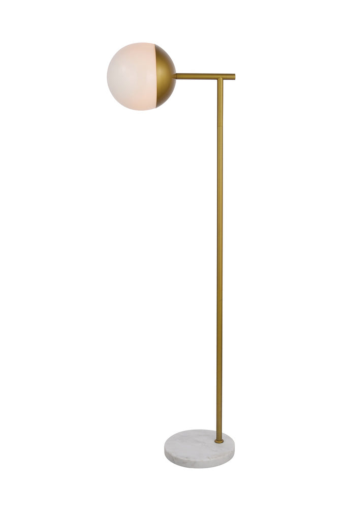 ZC121-LD6102BR - Living District: Eclipse 1 Light Brass Floor Lamp With Frosted White Glass