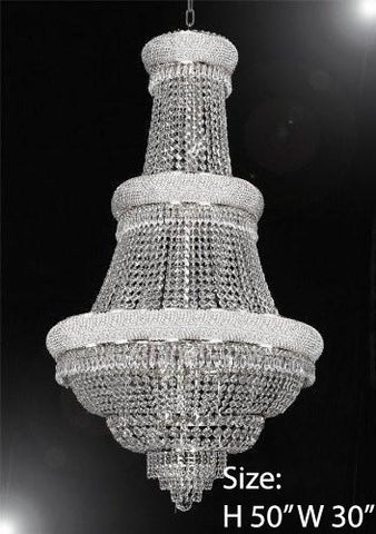 Empire Chandelier Lighting W/ Swarovski Crystal 30"X50" - Perfect For An Entryway Or Foyer - A500-Silver/448/21Sw